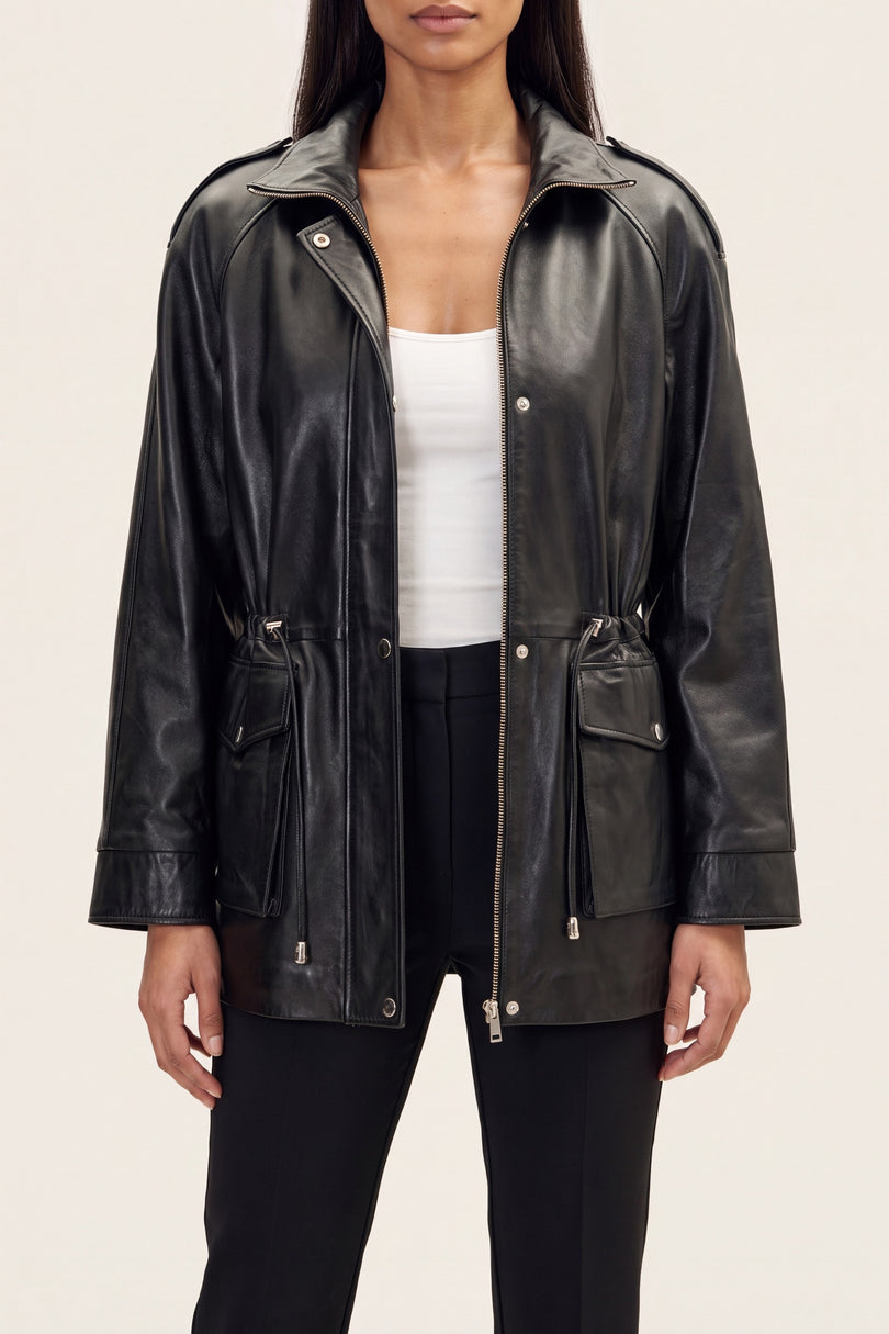 Nappa Lambskin Safari Jacket - Black - detail view