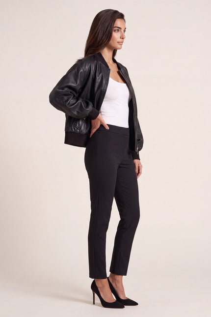 Lambskin Leather Bubble-Sleeve Jacket - Black - side view