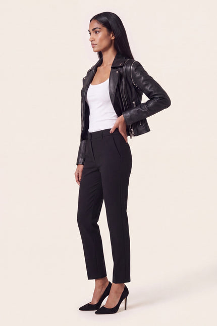 Lambskin Multi-Zipper Motorcycle Jacket - Black - side view