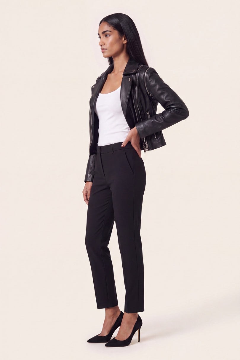 Lambskin Multi-Zipper Motorcycle Jacket - Black - side view