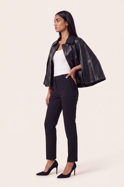 Double-Faced Lambskin Cape Jacket - Black - side view