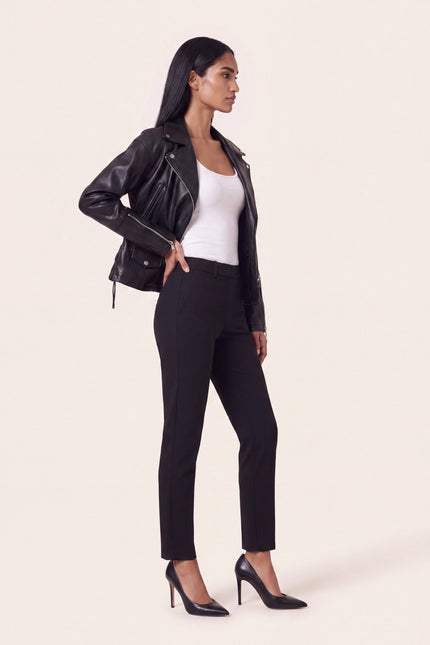 Lace-up Leather Biker Jacket - Black - side view