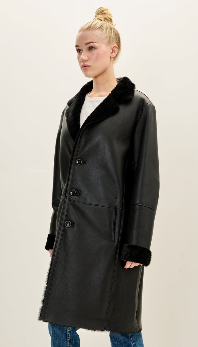 Women's Genuine Leather Jacket - Black - Ron Tomson