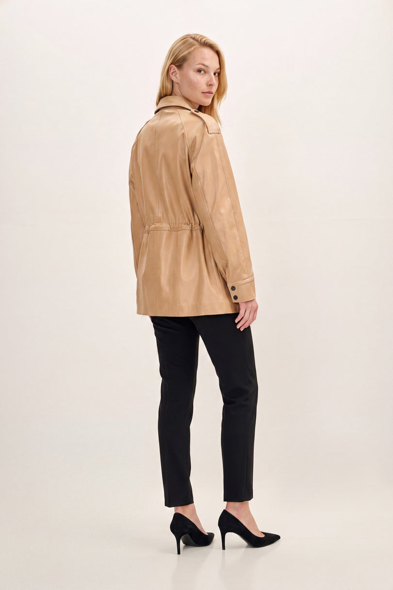 Nappa Lambskin Safari Jacket - Dark Beige - back view