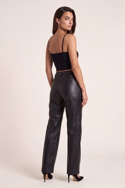 Nappa Lambskin Pleated Pants - Black - back view