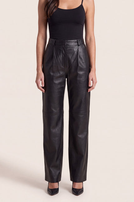 Nappa Lambskin Pleated Pants - Black - detail view