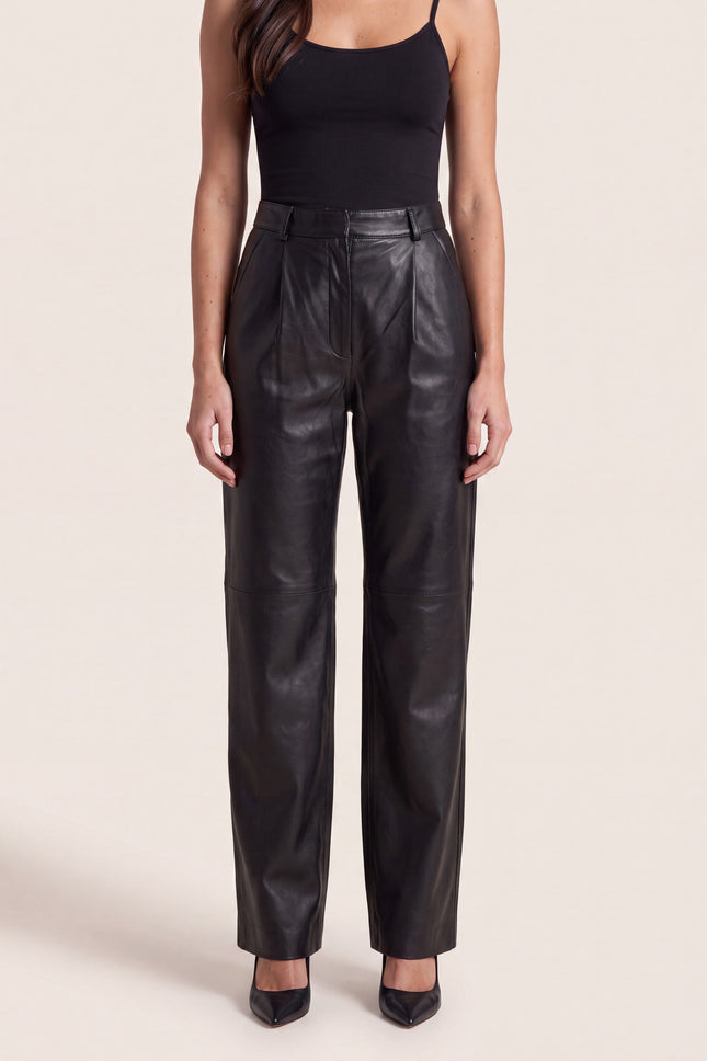 Nappa Lambskin Pleated Pants - Black - detail view