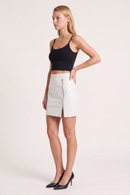 Lambskin Leather Mini Skirt - White - side view