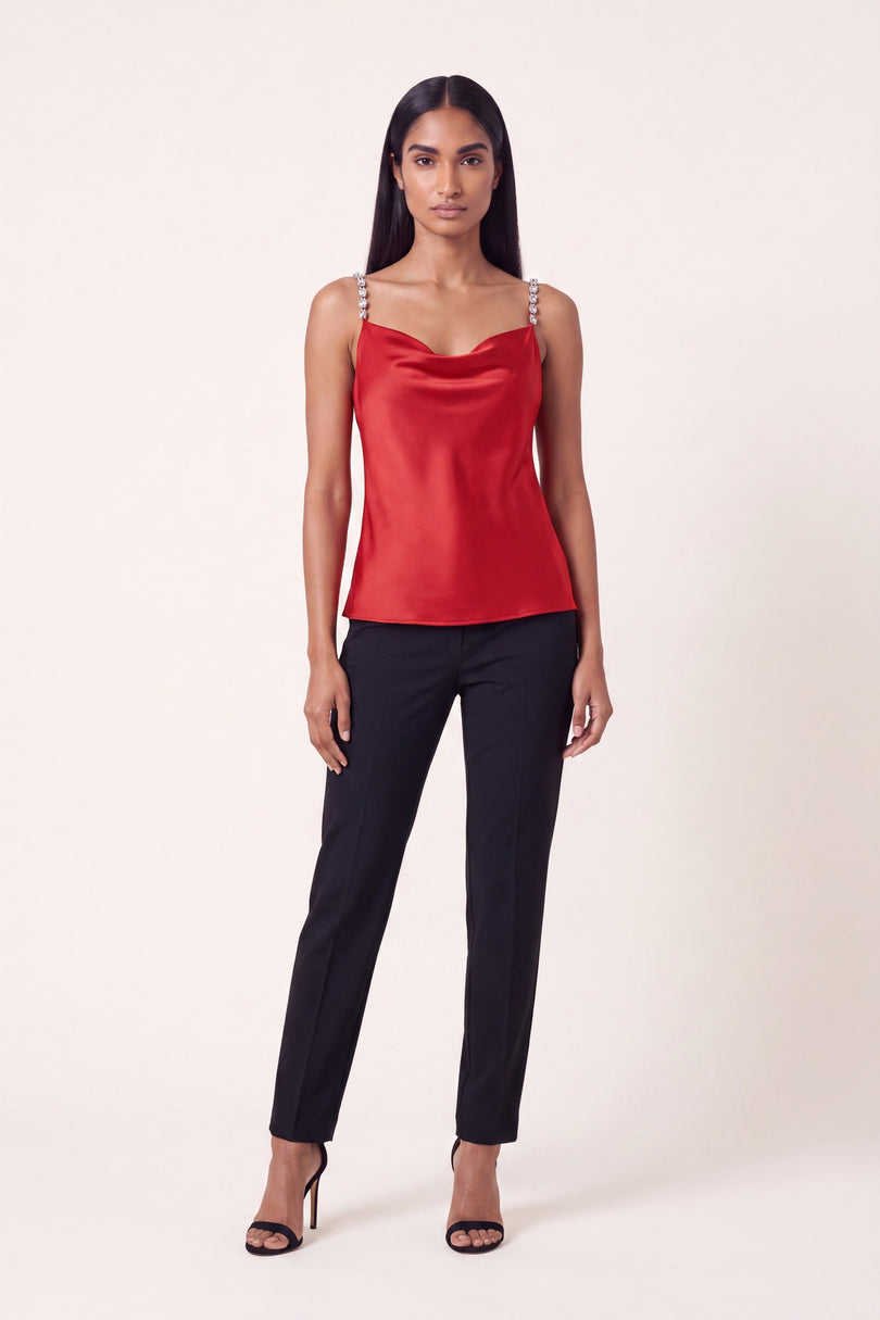 Jewel Straps Camisole - Red - front view