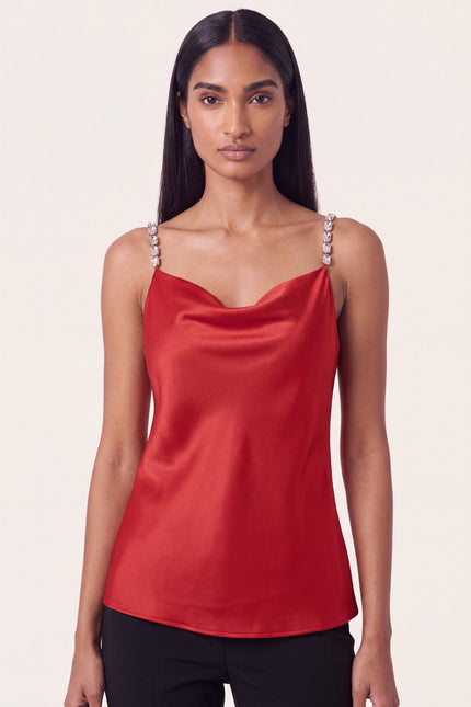 Jewel Straps Camisole - Red - macro view
