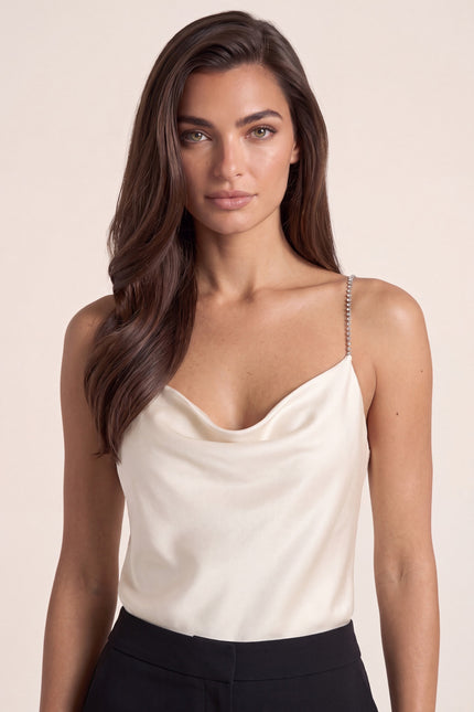 Jewel Straps Camisole - Off-White - macro view