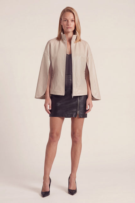Lambskin Leather Cape Jacket - Champagne - front view