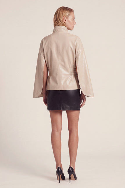Lambskin Leather Cape Jacket - Champagne - back view