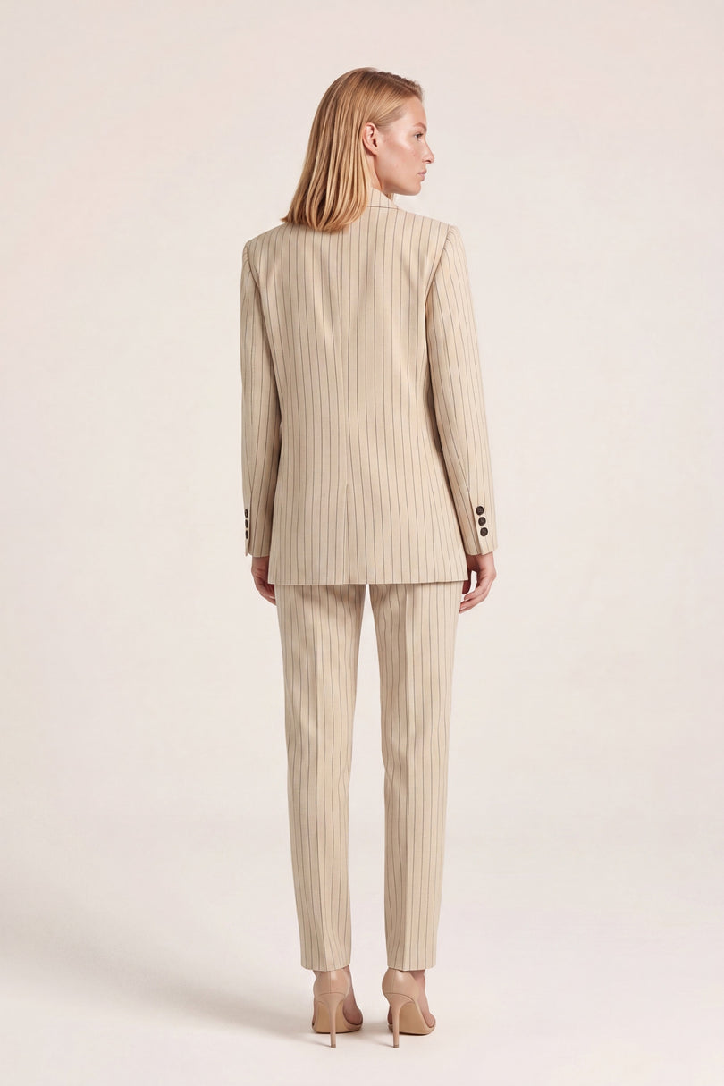 Pinstripe Peak Lapel Suit - Beige - back view
