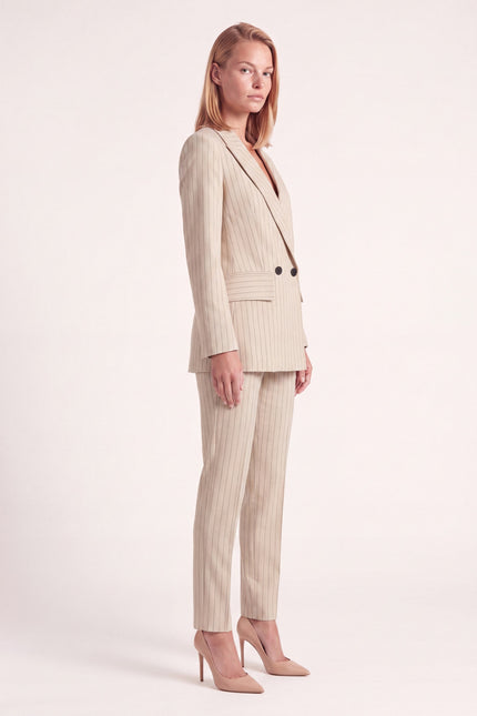 Pinstripe Peak Lapel Suit - Beige - side view