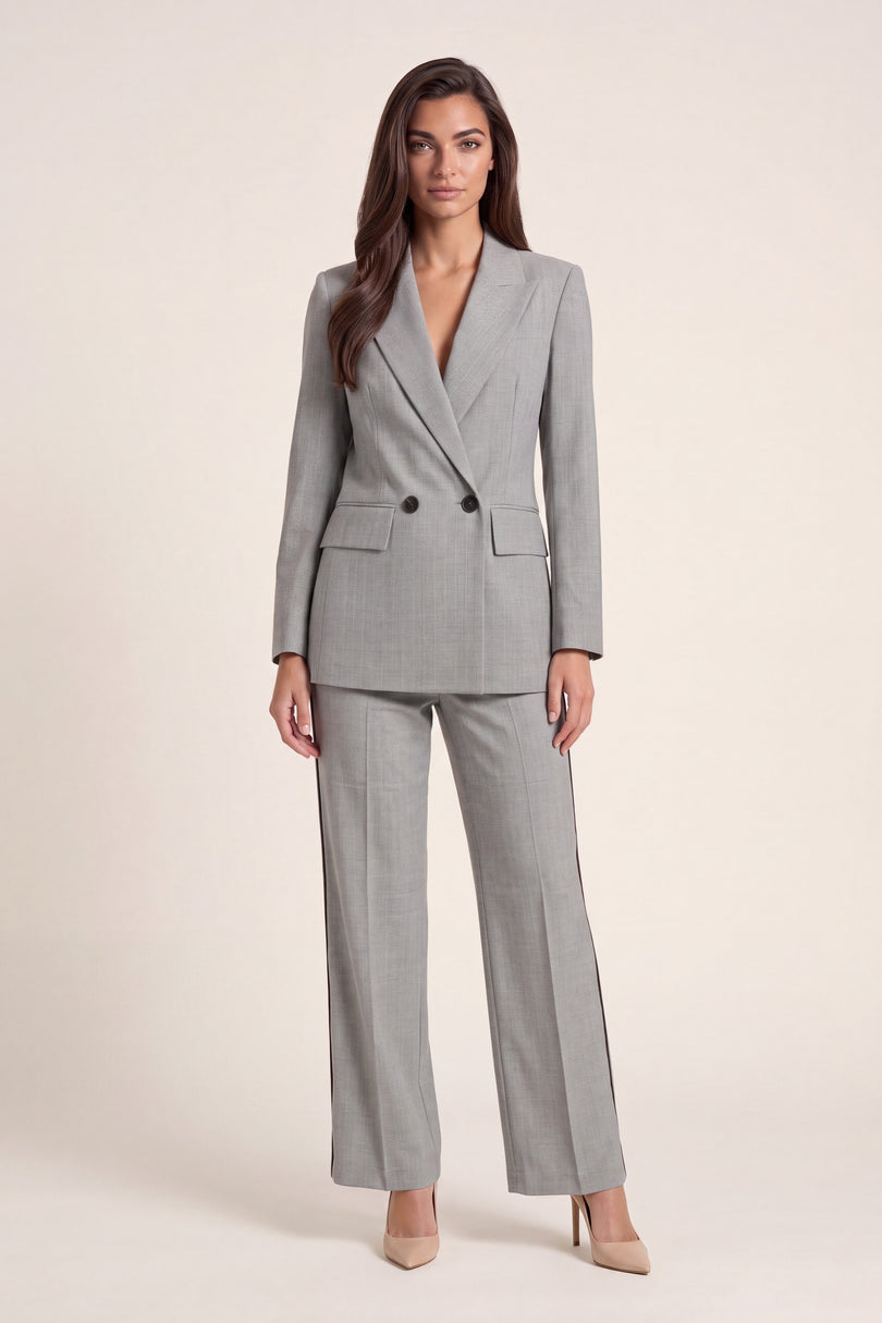 Women's Pinstripe Peak Lapel Suit