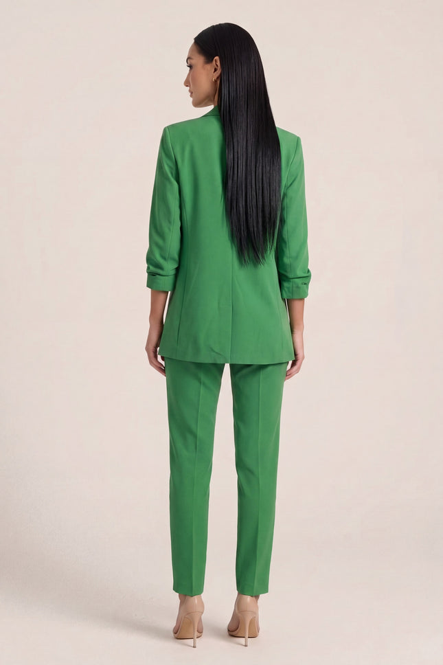 Longline Double-Breasted Blazer - Green - back view