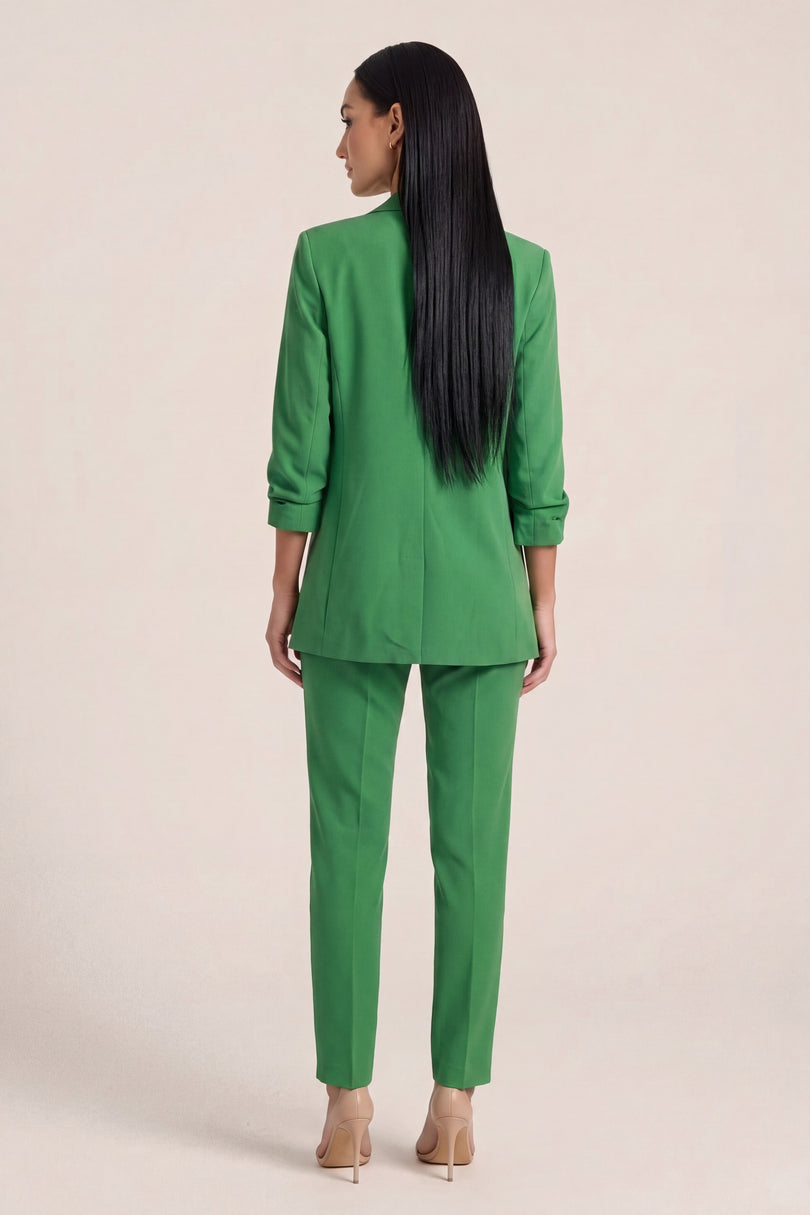 Longline Double-Breasted Blazer - Green - back view