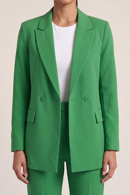 Longline Double-Breasted Blazer - Green - detail view
