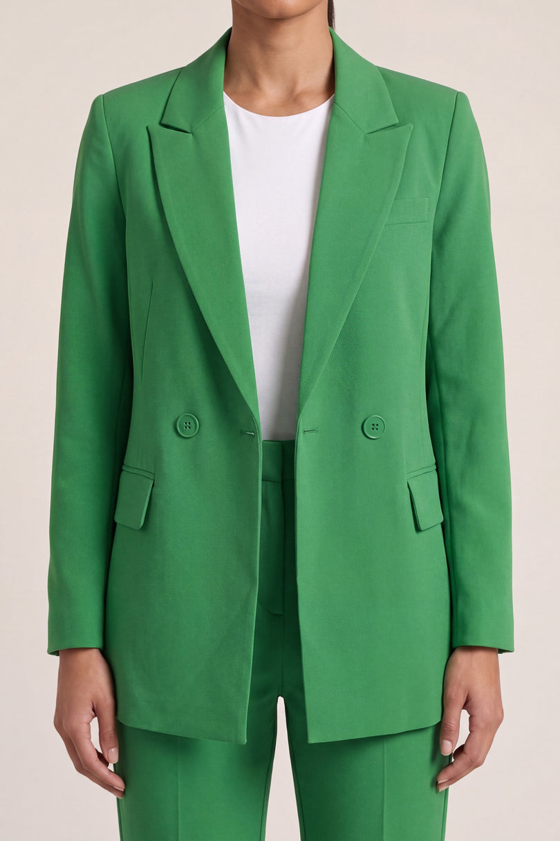 Longline Double-Breasted Blazer - Green - detail view