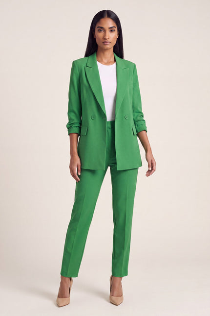 Longline Double-Breasted Blazer - Green - front view