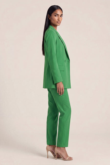 Longline Double-Breasted Blazer - Green - side view