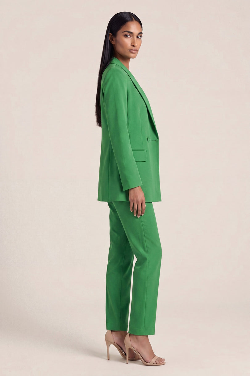 Longline Double-Breasted Blazer - Green - side view