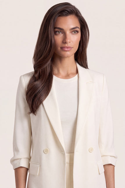 Longline Double-Breasted Blazer - Off-White - detail view