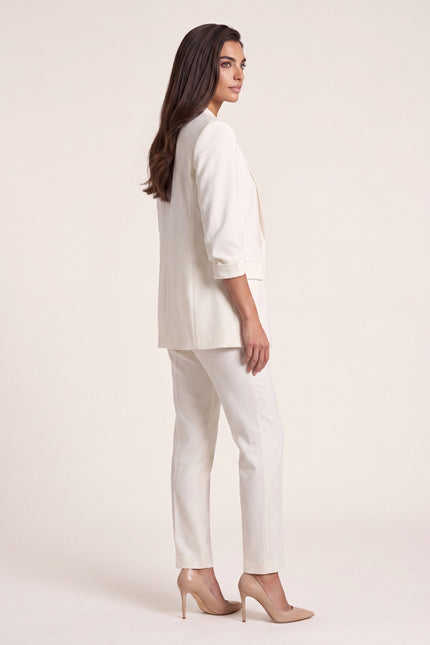 Longline Double-Breasted Blazer - Off-White - side view