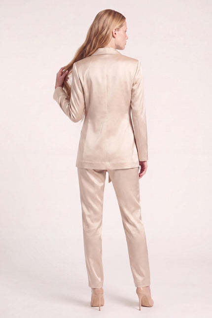 Sateen Shawl Detail Blazer - Champagne - back view