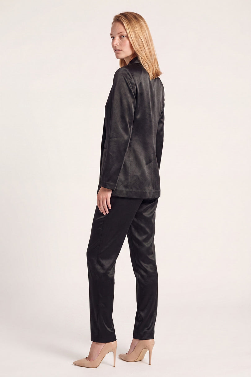 Sateen Shawl Detail Blazer - Black - side view