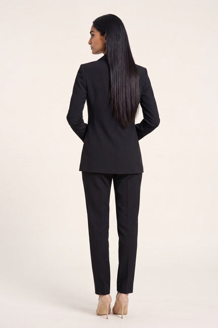 Women's Shawl Lapel Blazer  - Black - back view