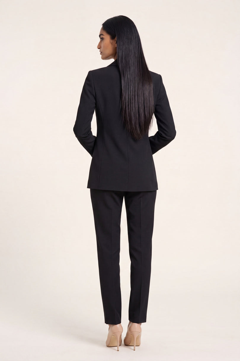 Women's Shawl Lapel Blazer  - Black - back view