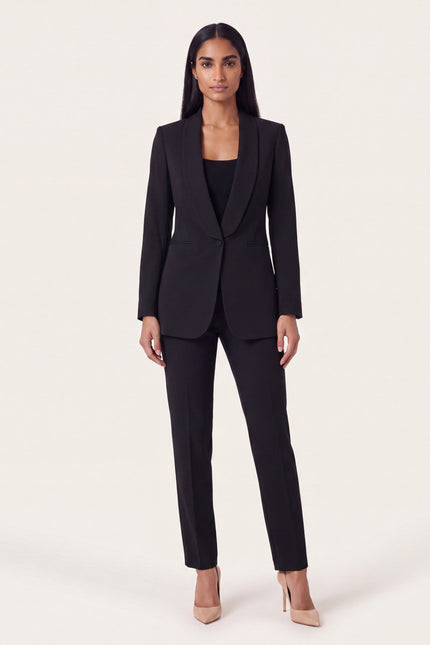 Women's Shawl Lapel Blazer  - Black - front view