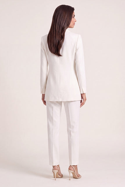 Women's Shawl Lapel Blazer - White - back view