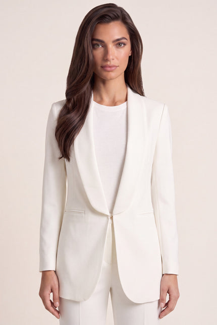 Women's Shawl Lapel Blazer - White - detail view