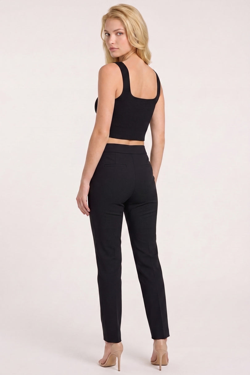 Wide Strap Micro Crop Top - Black - back view