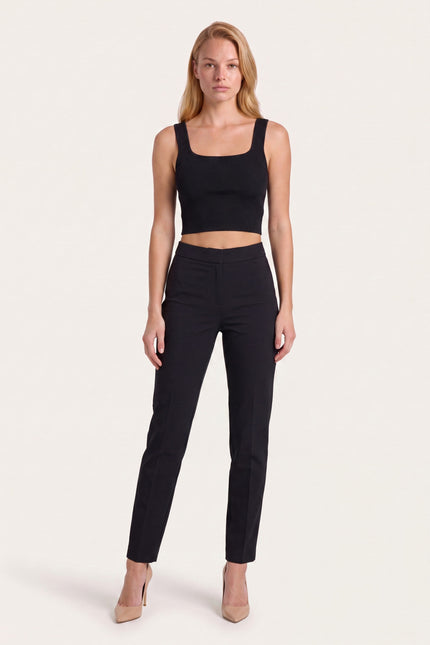 Wide Strap Micro Crop Top - Black - front view