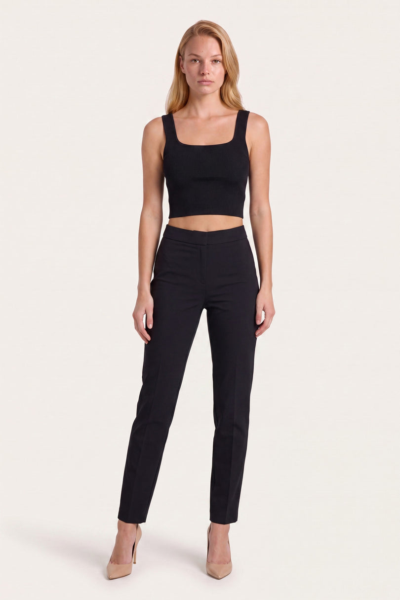 Wide Strap Micro Crop Top - Black - front view