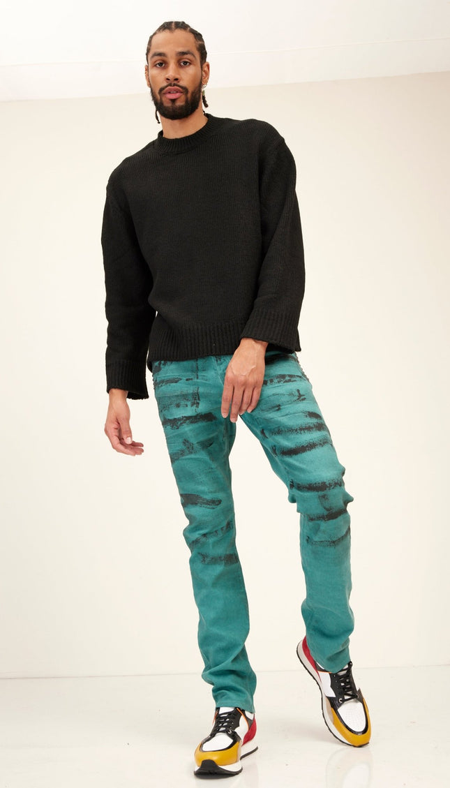 Wool Blend Cloud Crew Neck Sweater - Black - Ron Tomson