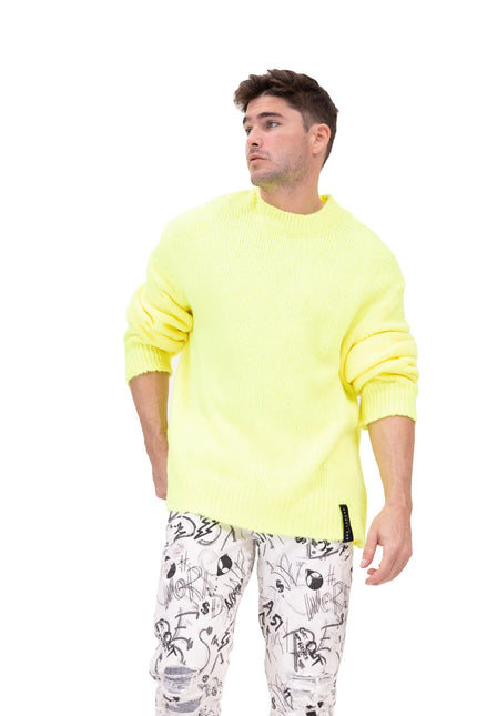 Wool Blend Cloud Crew Neck Sweater - Yellow - Ron Tomson