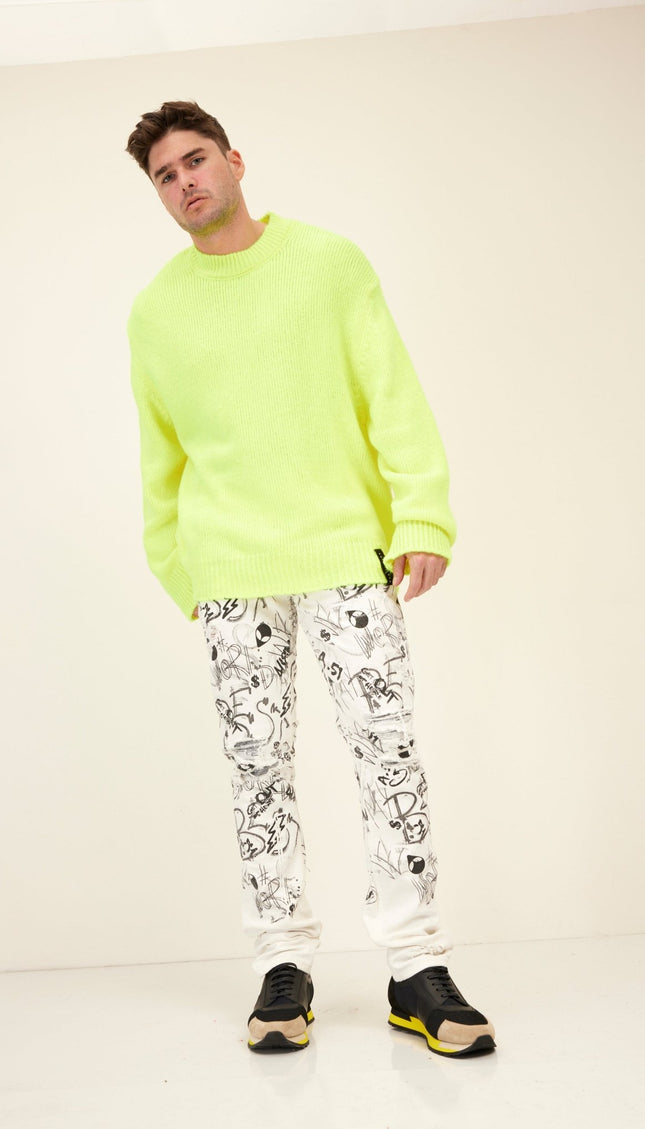 Wool Blend Cloud Crew Neck Sweater - Yellow - Ron Tomson