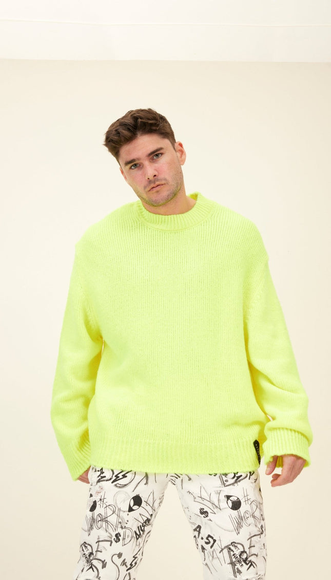 Wool Blend Cloud Crew Neck Sweater - Yellow - Ron Tomson