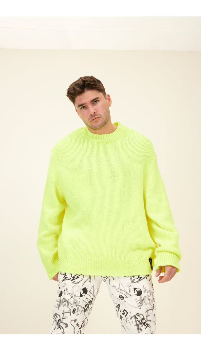 Wool Blend Cloud Crew Neck Sweater - Yellow - Ron Tomson