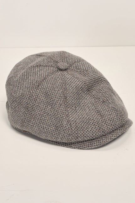 Wool Blend Micro Plaid Newsboy Cap - Beige - Ron Tomson