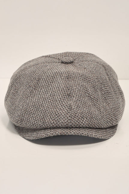 Wool Blend Micro Plaid Newsboy Cap - Beige - Ron Tomson