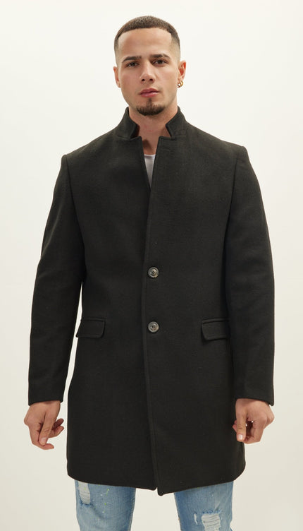 Wool Blend Peacoat - Black - Ron Tomson