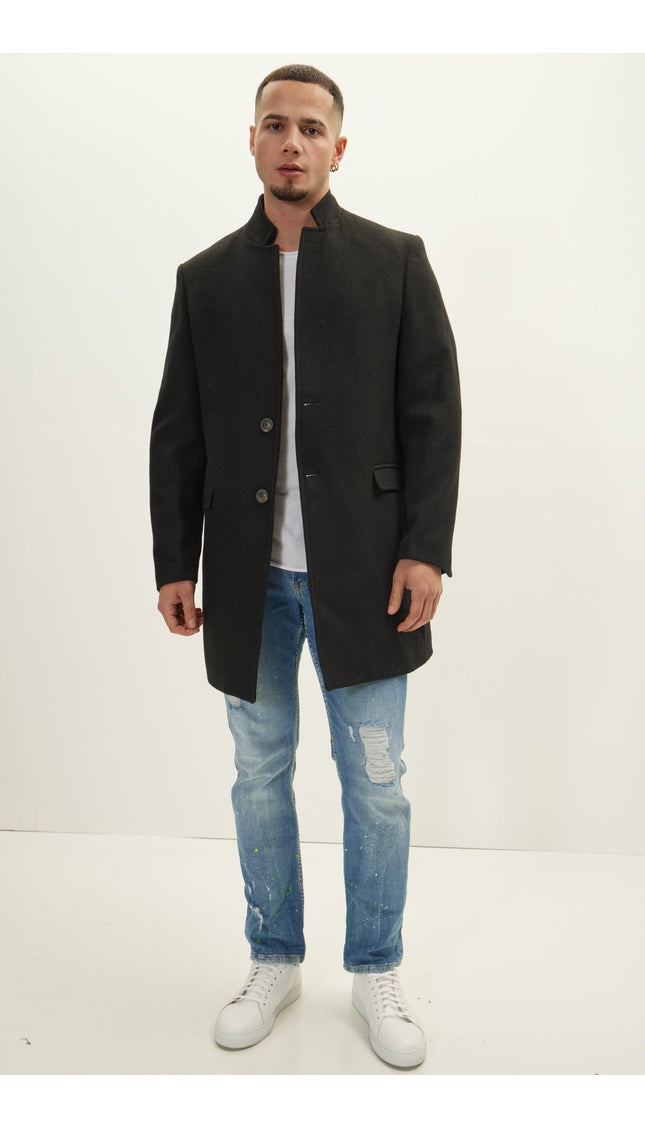 Wool Blend Peacoat - Black - Ron Tomson