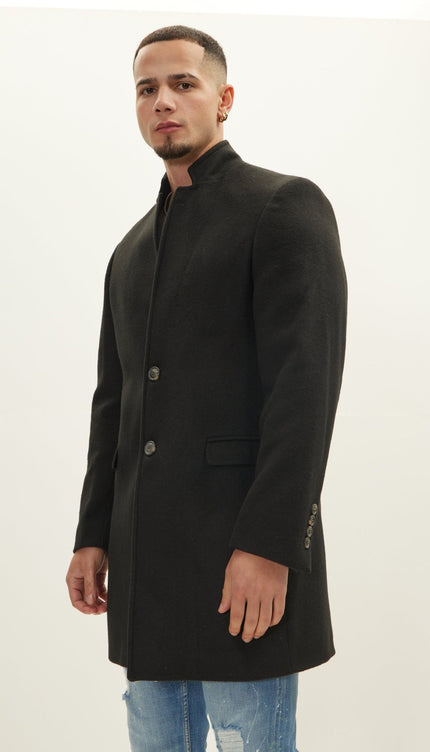 Wool Blend Peacoat - Black - Ron Tomson