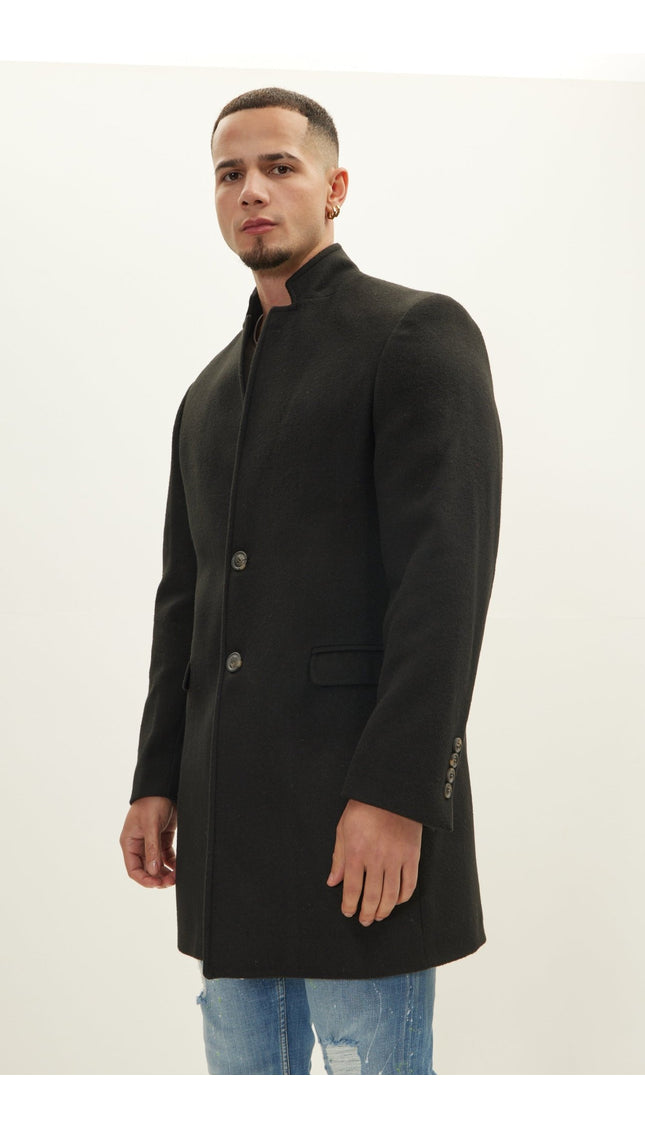 Wool Blend Peacoat - Black - Ron Tomson